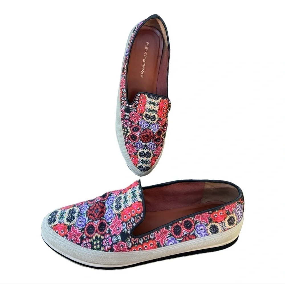 Rebecca Minkoff Sisa Shoes Size 9.5‎ Canvas Floral Slip On Loafers.